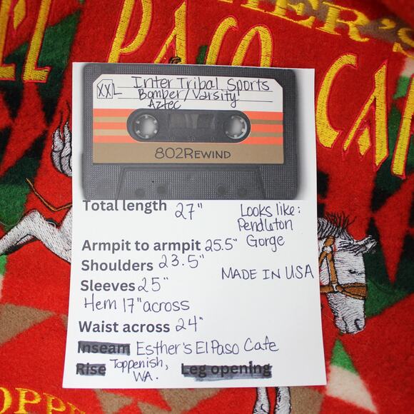 XXL Southwest Varsity Bomber Jacket Aztec Tribal Esther ElPasoCafe Toppenish - Picture 9 of 16